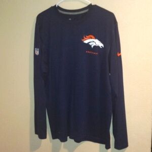 Nike NFL Broncos Long Sleeve Navy Blue Athletic Top L